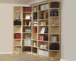Wood veneer library bookcases