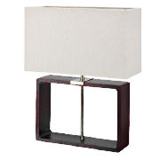 This retro style chocolate coloured table lamp is made from quality wood with a satin chrome finish 