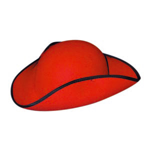 Wool Felt Tricorn hat, red