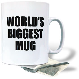 The name says it all. The huge ceramic mug holds the same volume of liquid as numerous smaller mugs