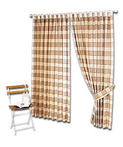 Pair of Woven Check Ready Made Curtains (W)46, (D)90in