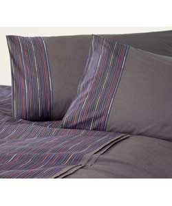 Yarn Dye Stripe King Size Duvet Cover Set - Grape