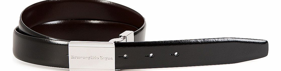 Z Zegna Embossed Silver Buckle Belt Black crafted with a precise detail this tidy polished belt gives a front silver buckle with branding and belt loops completing this belt are subtle detailing that give it a complete finish. Colour: Black Fabric: L
