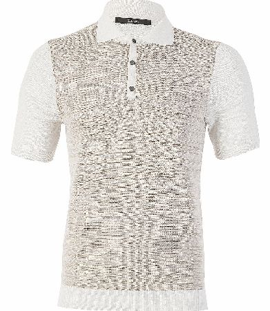 Unbranded Z Zegna Knitted Mesh Front Polo Cream