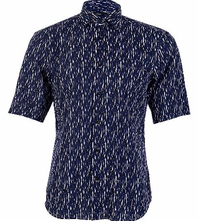 Unbranded Z Zegna Short Sleeve Geo Print Blue Shirt