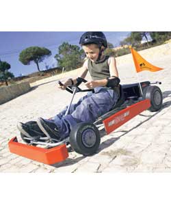 24V battery, 200W motor, electric powered go-kart. High tensile steel frame. Up to 10mph (15km/h)
