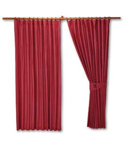 Zen Embroidery Ready Made Red Curtains - 168 x 182cm
