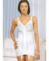 Lace front control panel. Adjustable stretch straps. Four suspenders. Machine washable. 90 Nylon 10 