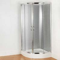Zone Quadrant Enclosure and Tray 900 x 900mm Silver Effect/Clear/White