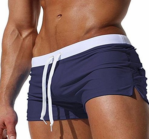 URAQT Mens Swimming Trunks, Swim Board Shorts,Swim Boxer Briefs, Swimwear with Front Tie / Pocket