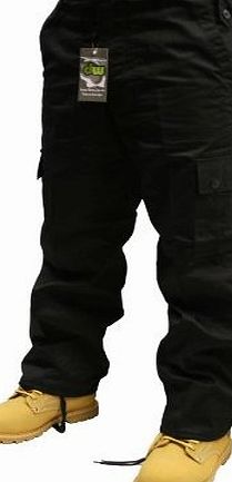 Urban Couture Clothing Adults Black or Navy Army Combats Cargo Trousers Sizes 30-50 (36W 30L, Black)