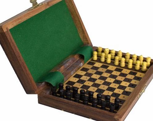 Urban Home Chess Travel Set Wooden Board Game Vintage Folding Portable Pieces Hand Carved