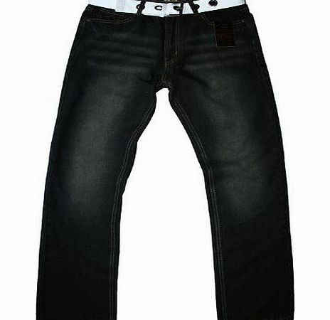 Urban Republic mens comfort fit black wash belt jean, 34W 34L