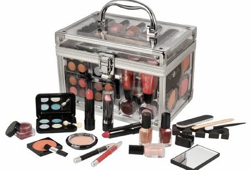 Travel Cosmetic Acrylic Case 42 Piece Beauty Train Box Make Up Gift Set