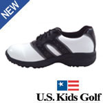 US Kids Golf US Kids Dual Stripe Junior Golf Shoes Black/White