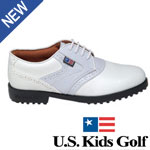 US Kids Girls Lavender Saddle Golf Shoes with traditional lace-u