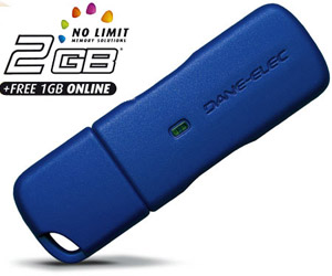 2.0 Flash / Key Drive - 2GB - Dane-Elec zLight No Limit - Free 1GB Online Storage!