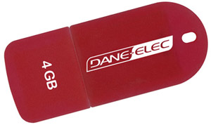 2.0 Flash / Key Drive - 4GB - Dane Elec Mini-Mate - JELLY BEAN RED