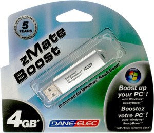 2.0 Flash / Key Drive - 4GB - Dane-Elec zMate Boost (Vista ReadyBoost enabled)