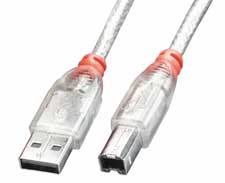 usb Cable - Transparent  Type A to B  USB 2.0  1m