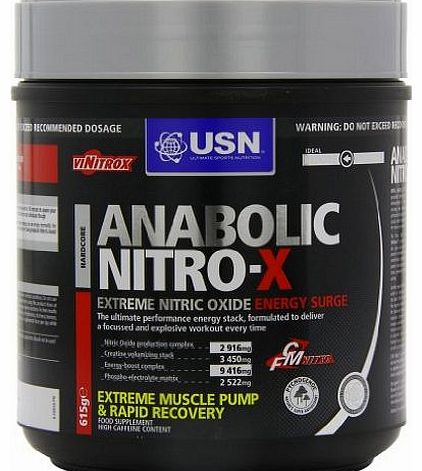 USN Anabolic Nitro-x Pre-Workout Energy Drink Powder, Berry - 615 g