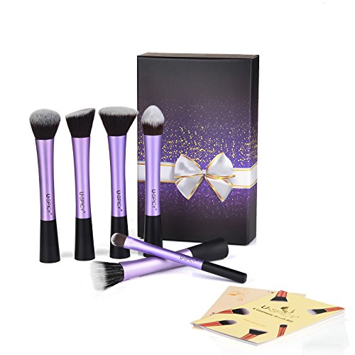 USpicy 6-Piece Makeup Brushes, Professional Cosmetics Make up Brush Set with Gift Box, Makeup Kits (Purple)