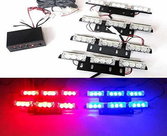 USUN 36 LED Bar Flashing Strobe Warning Car Vehicle Police Emergency Warning Lighting Grille / Windshield /Dash / Deck / Headliner Light (Red/Blue)