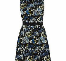 Uttam Boutique Black and blue pure cotton floral dress