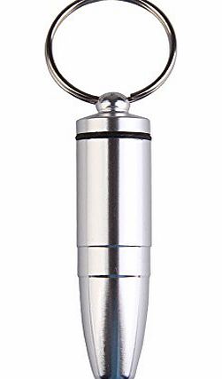 Vakind Mini Portable Waterproof Aluminum Alloy Medicine Pill Container Box Bottle Case Keychain Keyring Holder (74087-Silver)