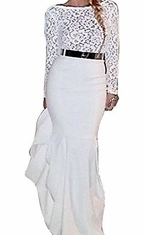 Vakind Sexy Women Long Sleeve Lace Ball Cocktail Party Evening Gown Maxi Dress (S=UK8-UK10)