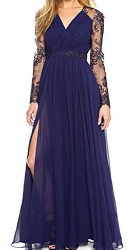 Vakind Women Lace Long Sleeve Bodycon Evening Party Formal Cocktail Maxi Dress (XL=US16)