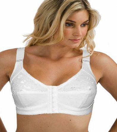 Womens White Front Fastening Bra Soft Cup Non Wired Non Padded - White - 36B