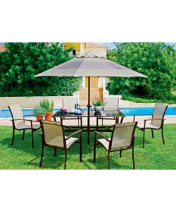 6 Seater Patio Set with Parasol