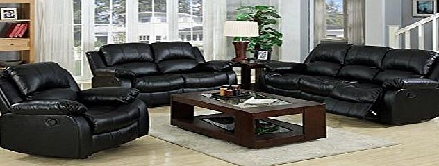 VALENCIA  Black Recliner Leather Sofa Suite 3 2 1 Seater Brand New 12 Months warranty FREE DELIVERY