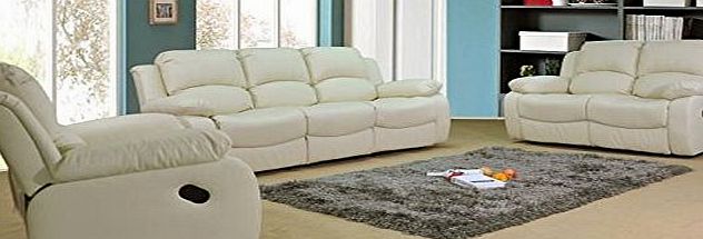 VALENCIA  Cream Recliner Leather Sofa Suite 3 2 Seater Brand New 12 Months warranty FREE DELIVERY ENGLAND AND WALES ONLY