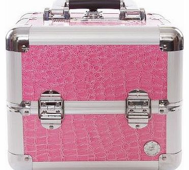Beauty Boxes Valene Pink Croc Cosmetics and Make up Beauty Case
