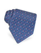 Blue Minibar Checked Woven Silk Tie