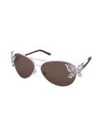 Jeweled Clip On Butterfly Metal Sunglasses
