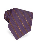 Purple Dot Stripe Woven Silk Tie