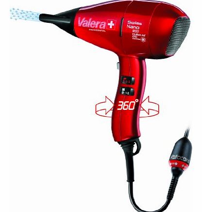 Valera Professional Swiss Nano 9200 Ionic 2000 W Tourmaline Rotocord Hair Dryer Plastic Red