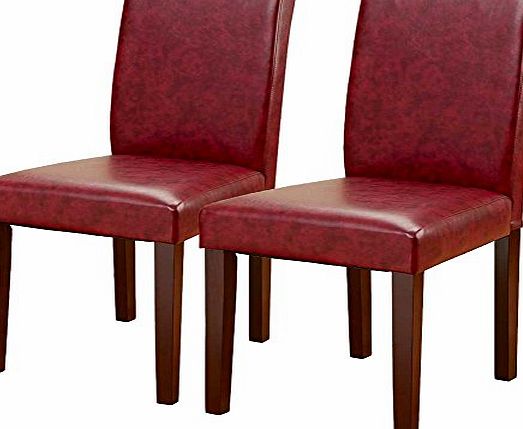 ValuFurniture Pair of PU Leather Dining Chairs in Red