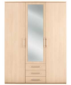 3 Door 3 Drawer Mirrored Wardrobe -