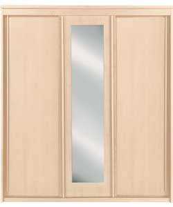 3 Sliding Door Mirrored Wardrobe - Maple