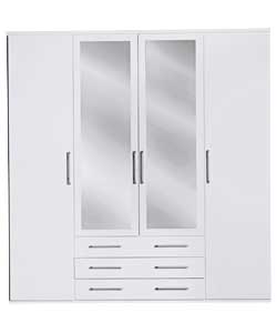 4 Door Wardrobe - White
