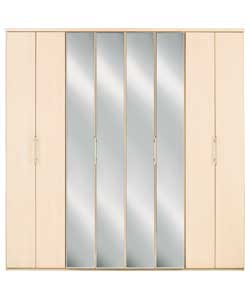 Vancouver Mirrored 4 Bi-Fold Door Robe - Maple