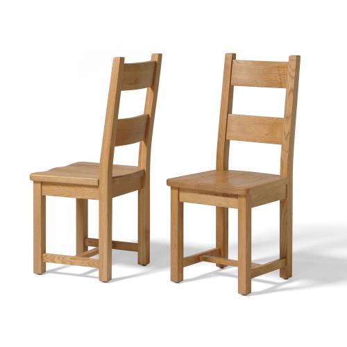 Vancouver Oak Wooden Seat Dining Chairs x2