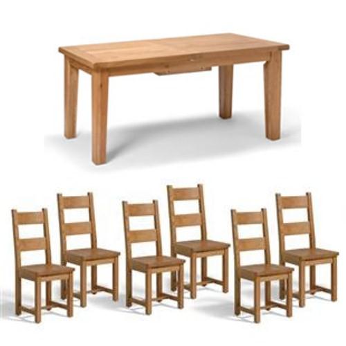 Vancouver Oak Large Dining Set with 6 Wooden