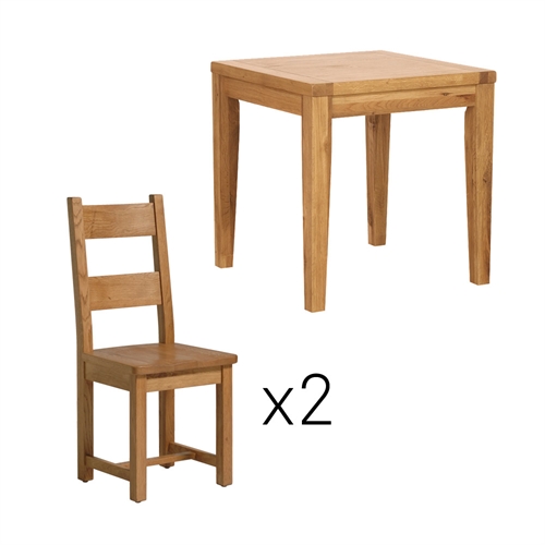 Vancouver Oak Small Dining Set with 2 Ladderback