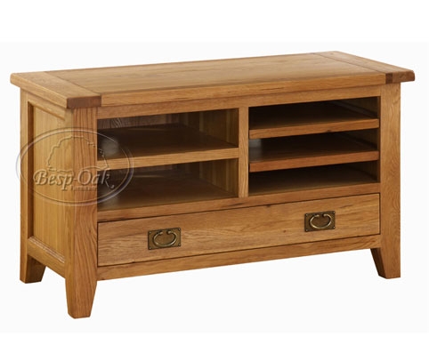 Oak Small TV Unit with 5 Shelves and 1