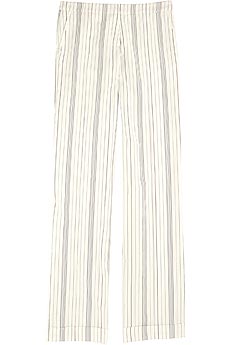 Striped cotton blend pants